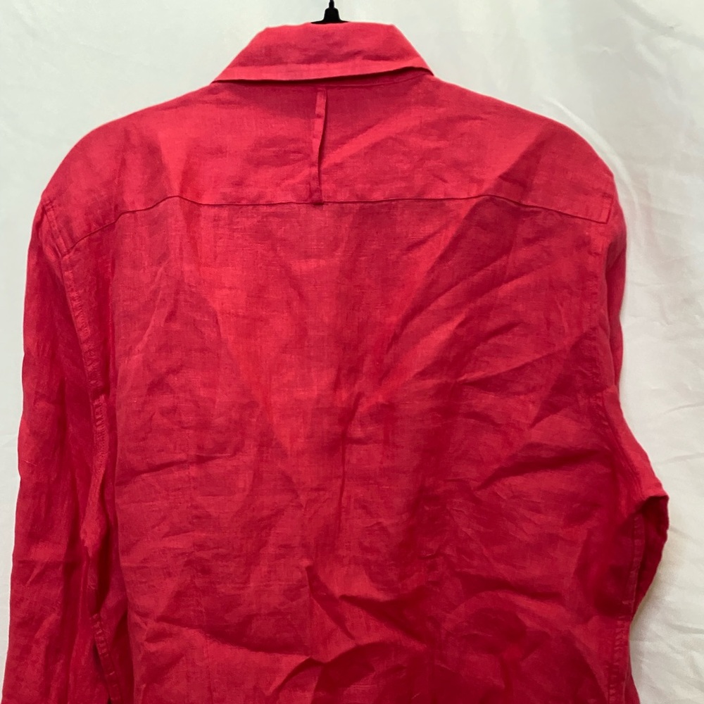 Land’s End linen coral red button down blouse top, size M - Picture 8 of 8